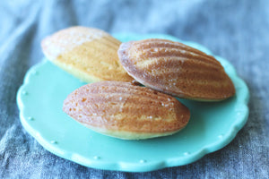 Lemon Madeleines with Rose Flavored Glaze