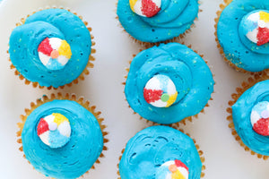 Beach Ball Pina Colada Cupcakes