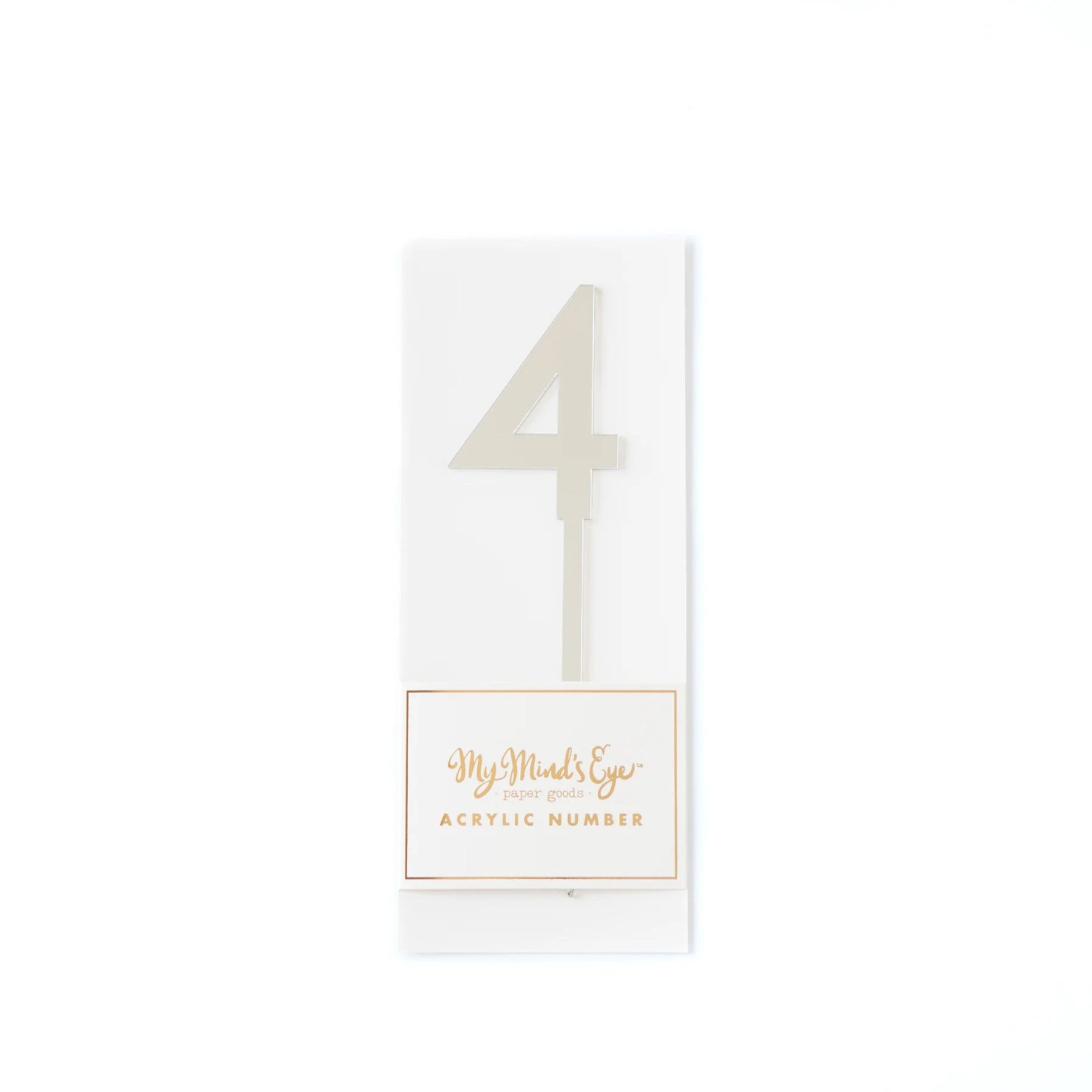 Basic Silver Acrylic Number 4 Cake Topper (dis)
