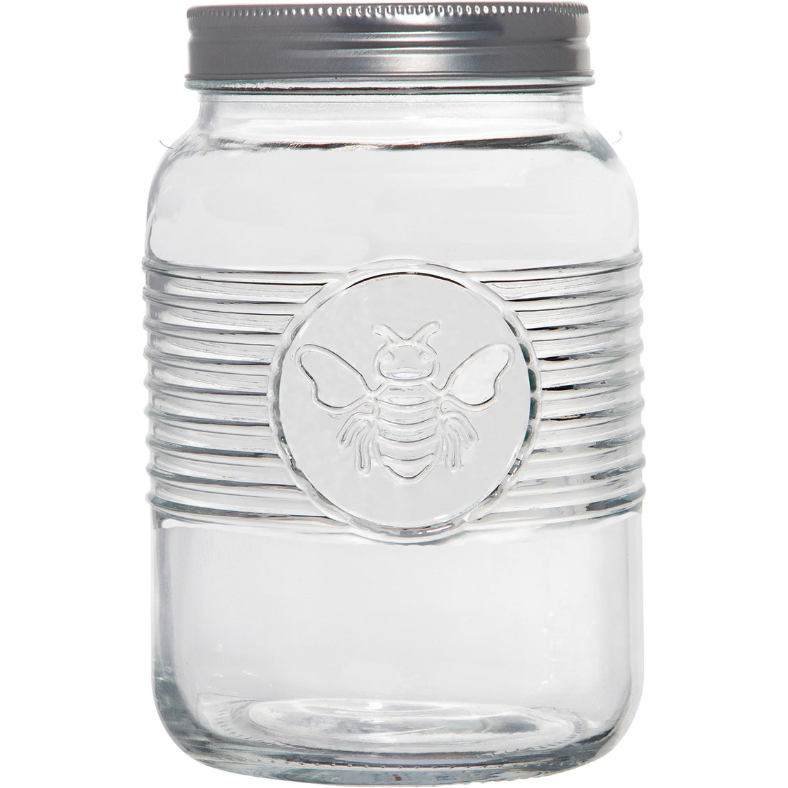 Bee Embossed Clear Canister w/Metal Lid 50oz