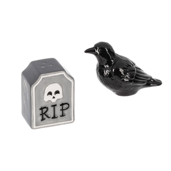 Crow and Gravestone Salt & Pepper Shakers