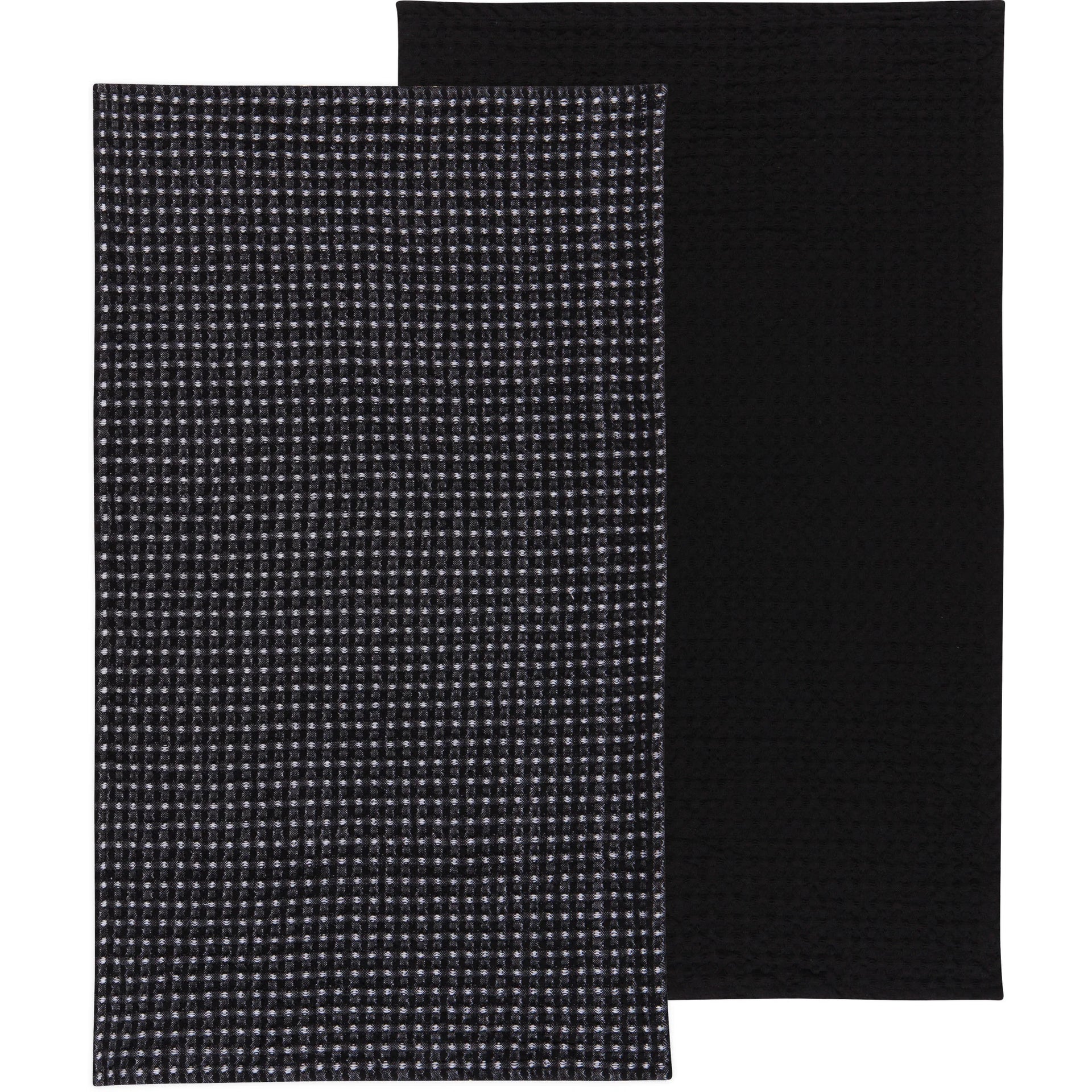 Second Spin Black Waffle Dishtowel Set of 2