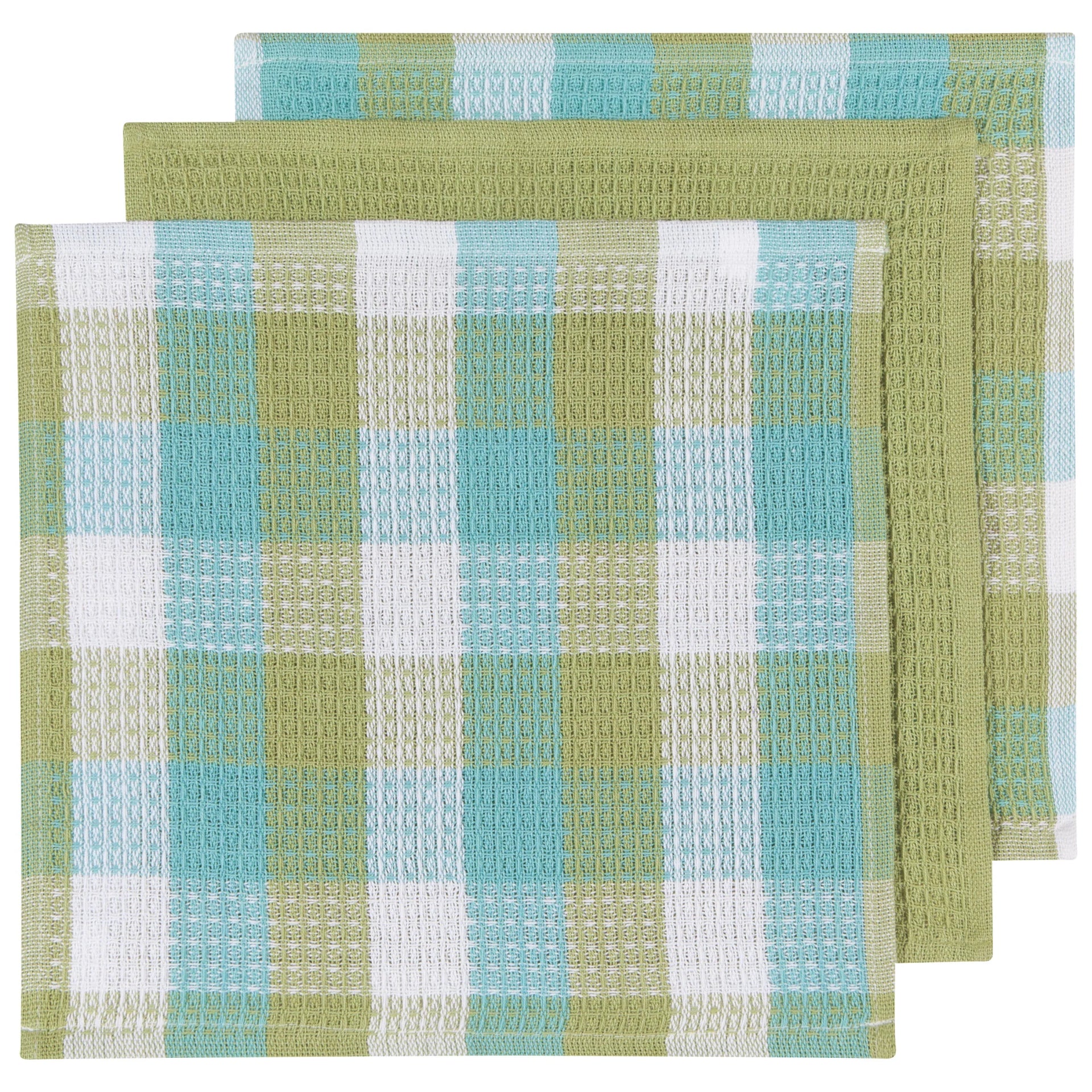 Leaf Checked Dish Cloths - Set of 3
