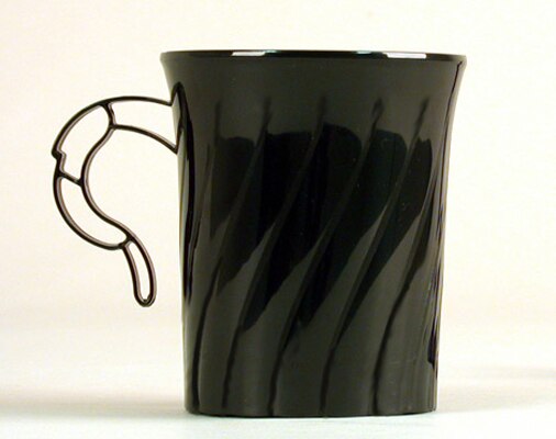Classicware Plastic Mugs, 8 Oz., Black, 8/Pack