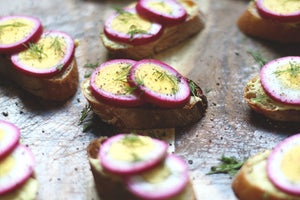 Tartine Recipe Topped with Pickled Egg