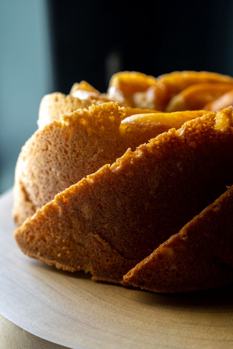 Olive Oil Ricotta Bundt Cake with Peaches