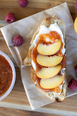 Peach and Raspberry Freezer Jam