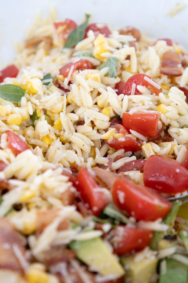 Top Grilled Sides: Tomato Bacon Corn and Avocado Orzo Pasta with Chef Malia