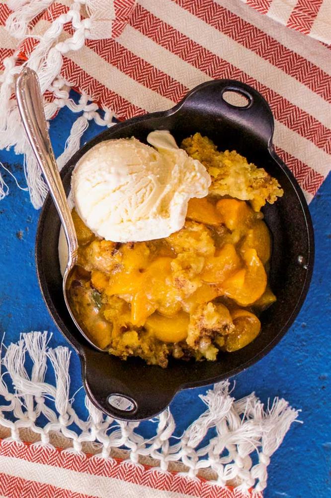 Dutch Oven Peach Cobbler