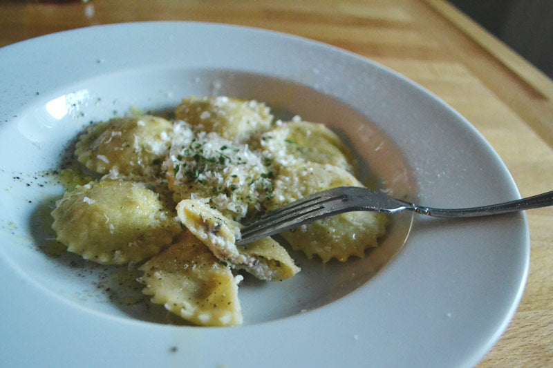Mushroom Ravioli with Olive Oil and Parmesan