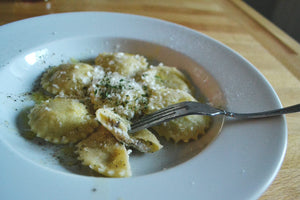 Mushroom Ravioli with Olive Oil and Parmesan