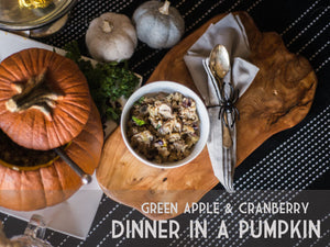 Green Apple and Cranberry Dinner in a Pumpkin