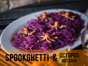 Halloween Spookghetti with Octopus Hot Dogs