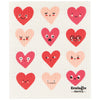 Patterned cloth with heart-shaped characters and 'Ecologie danica' branding.
