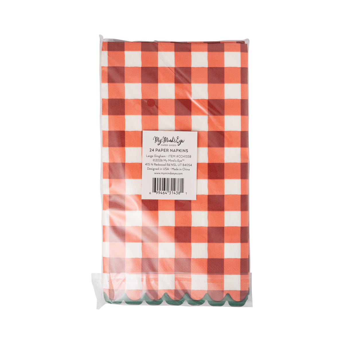 Large Red Gingham Christmas Paper Dinner Napkins