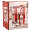 Glass beverage dispenser with red ribbon in a box
