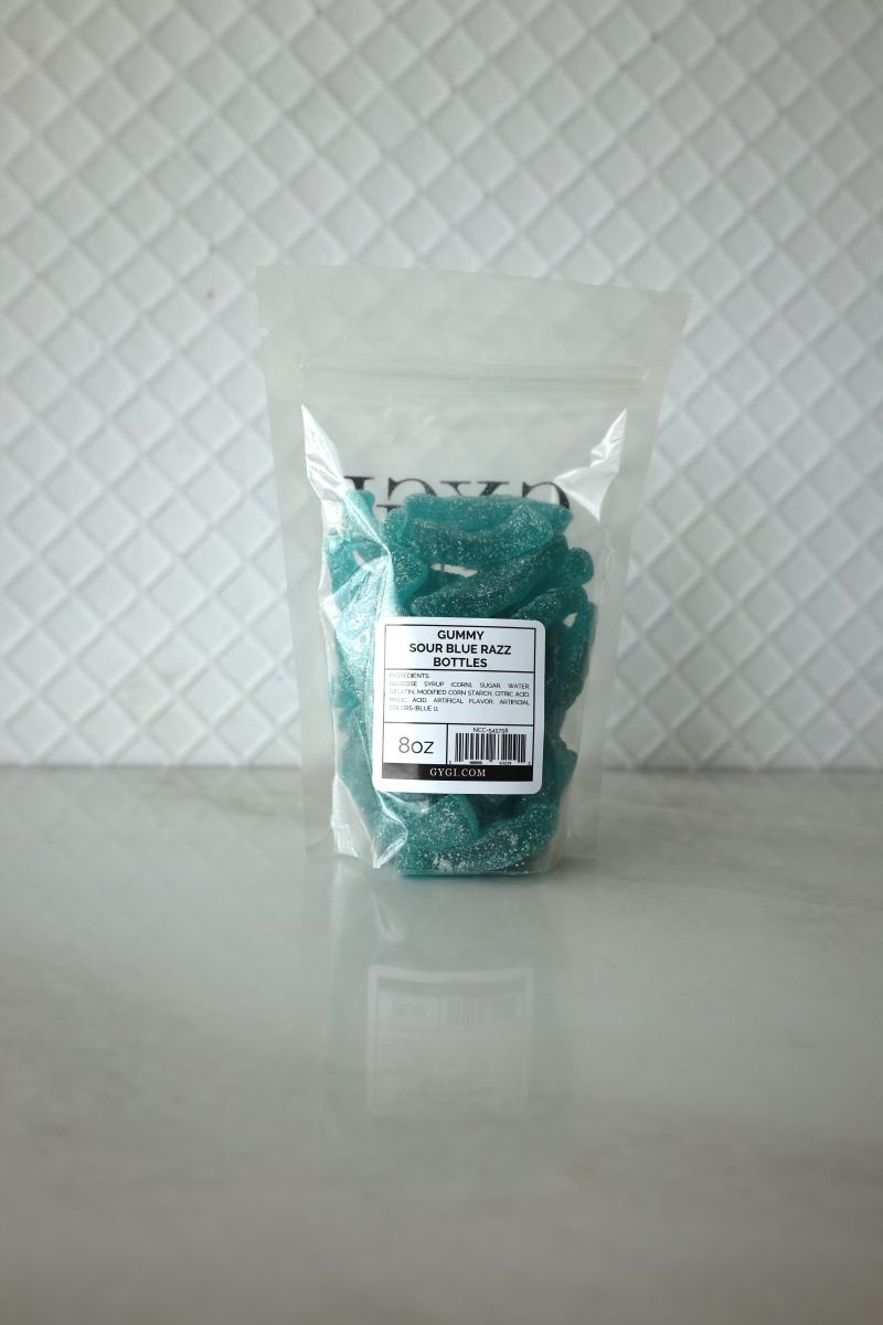 Gummy Sour Blue Razz Bottles