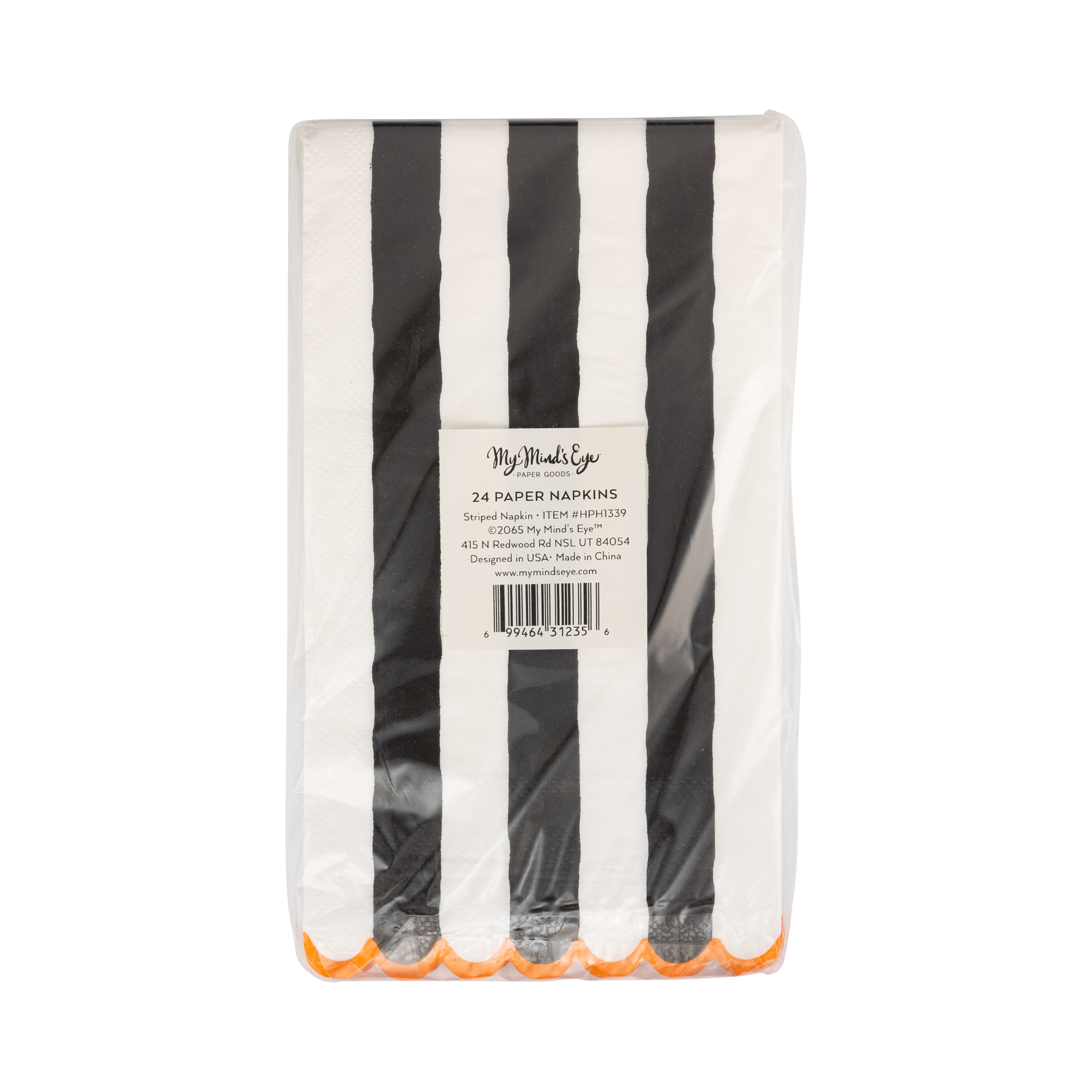 Black and Cream Striped Dinner Napkin