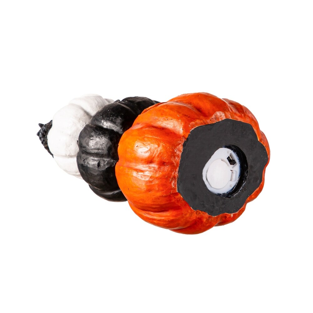 LED Resin Pumpkins with Crow Tabletop Decor