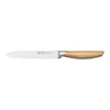 Serrated Utility knife with wooden handle on a white background