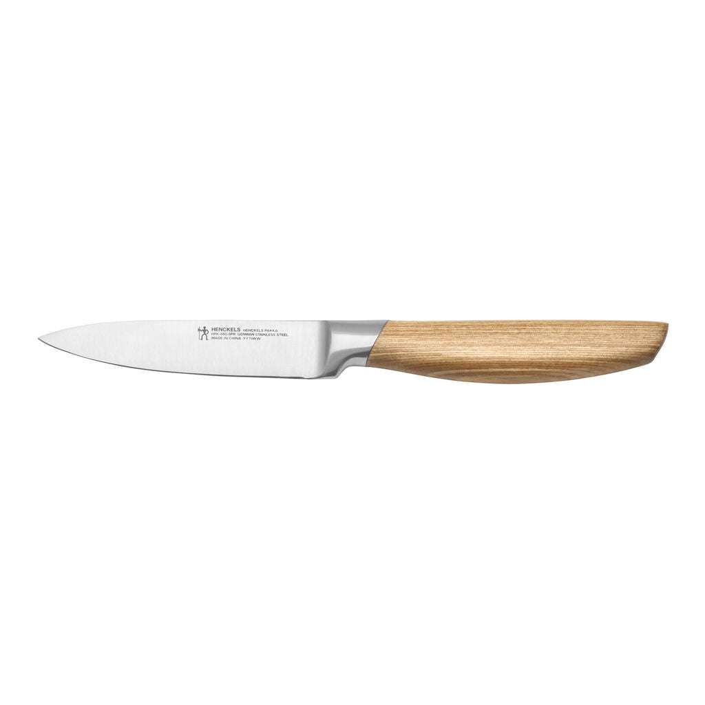 Paring knife with a wooden handle on a white background