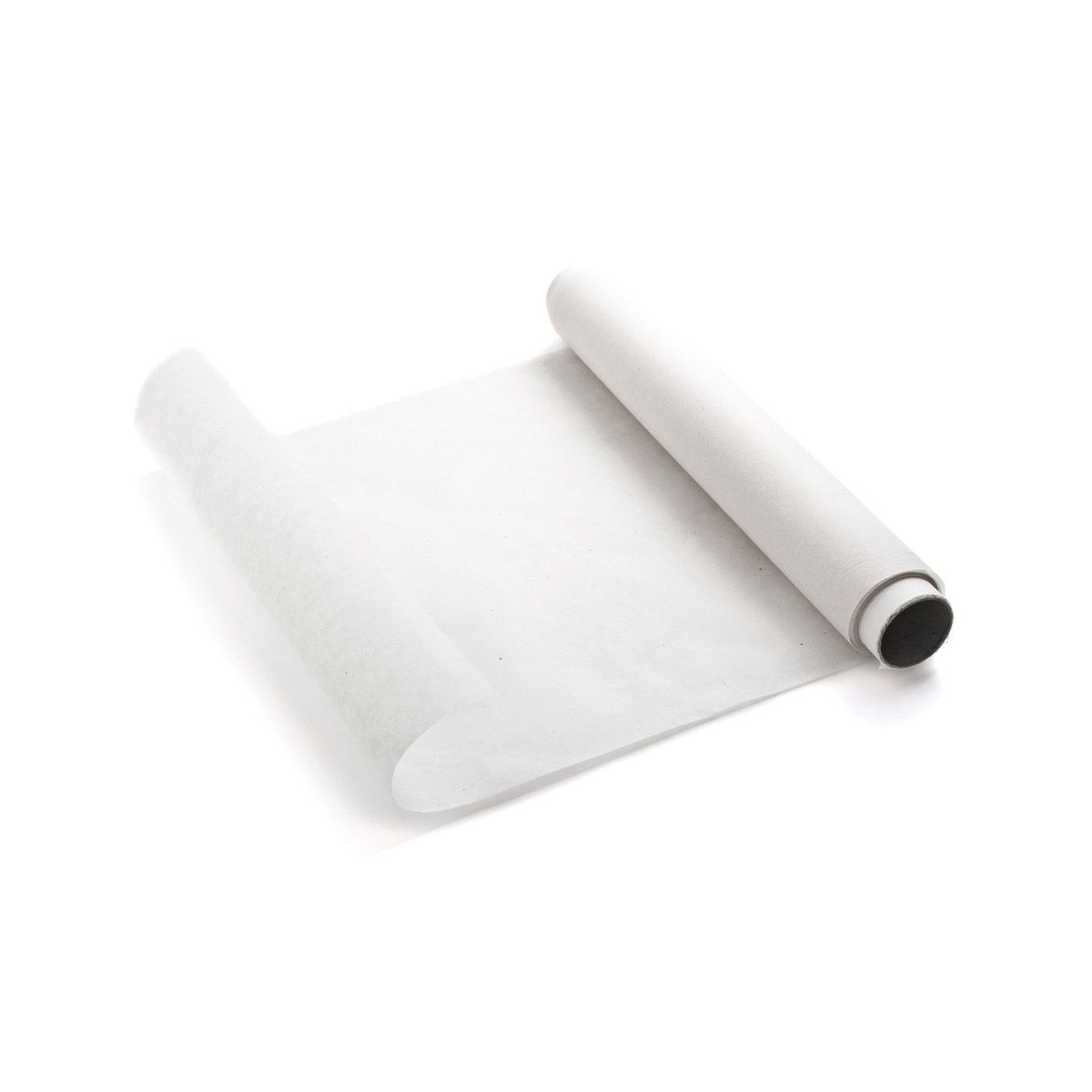 Roll of white parchment paper on a white background