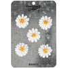 Five white daisy-shaped magnets on a gray card with 'Primitives by Kathy' branding.