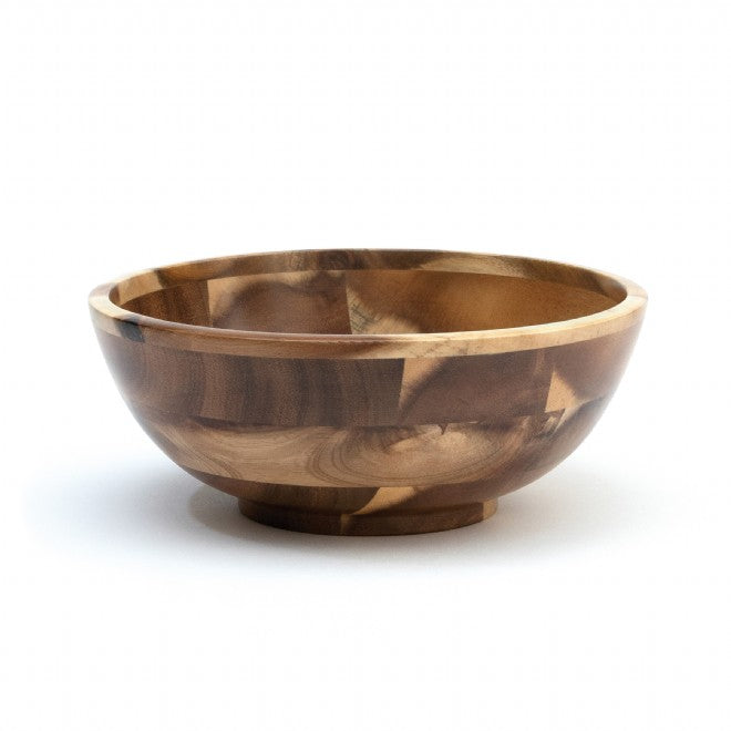 7" Acacia Natural Footed Round Flared Bowl