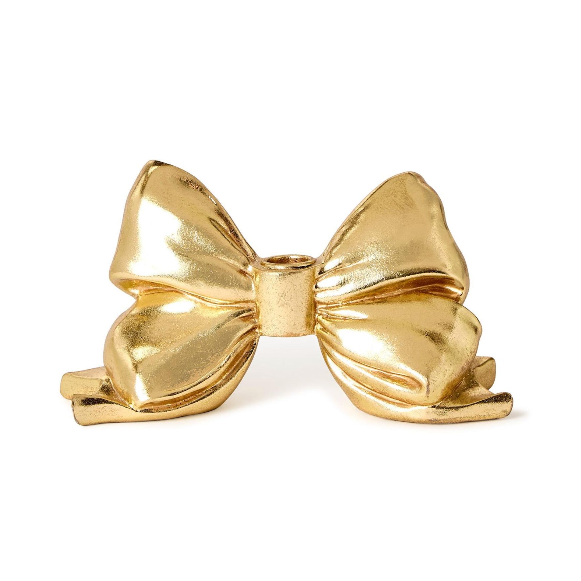 Gold Bow Taper Candleholder