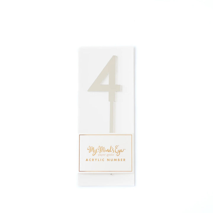 Basic Silver Acrylic Number 4 Cake Topper (dis)