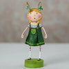 Decorative figurine of a girl in a green dress with shamrock decorations on a neutral background