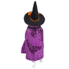 Halloween-themed plush toy with a witch hat, and purple cape, on a white background.