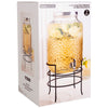 2 Gallon Pebbled Glass Beverage Dispenser with Metal Stand and Lid