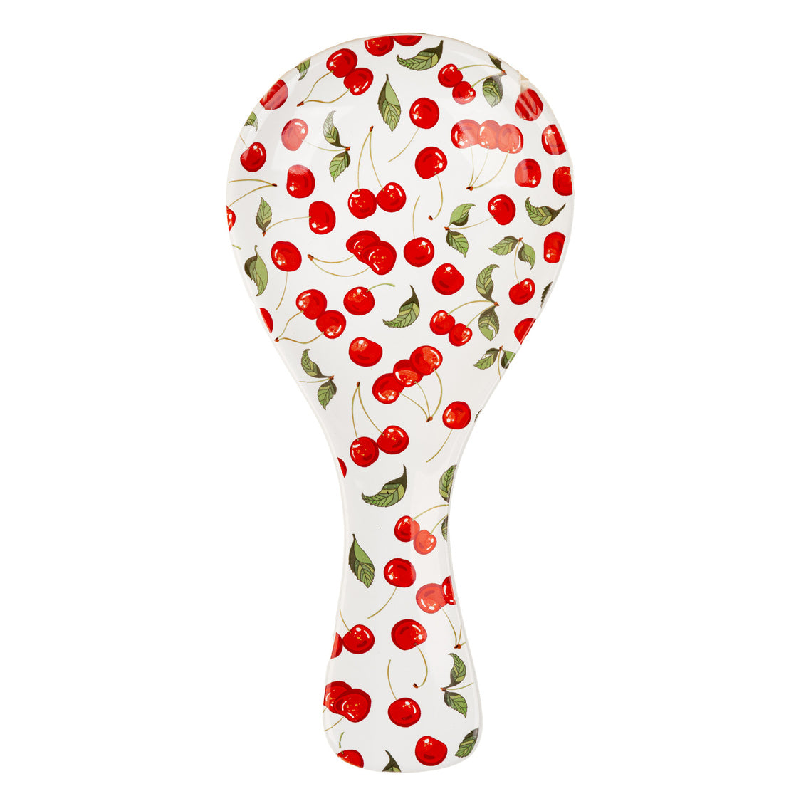 Spoon rest with cherry pattern on a white background