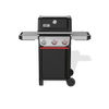 Black and silver Weber grill on a white background