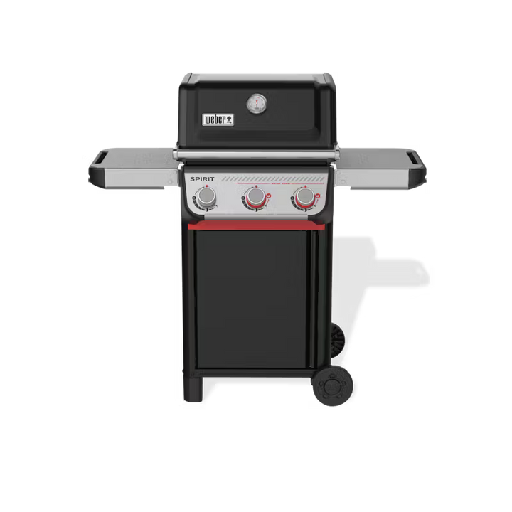 Black and silver Weber grill on a white background
