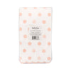 Pack of paper napkins with pink polka dots on a white background