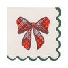Plaid Bow Christmas Cocktail Napkins