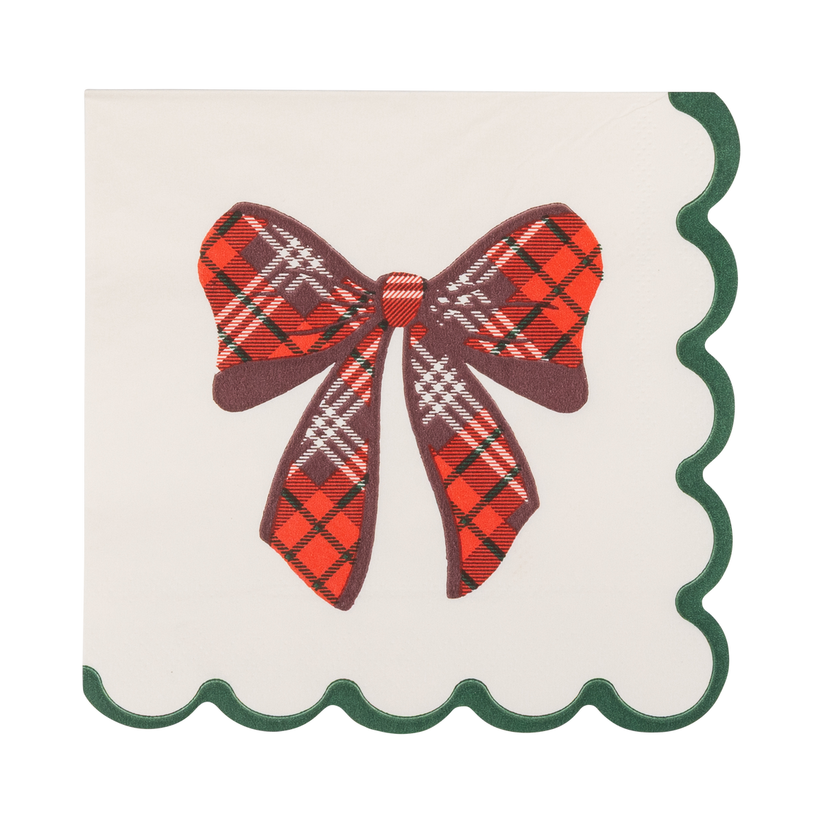 Plaid Bow Christmas Cocktail Napkins