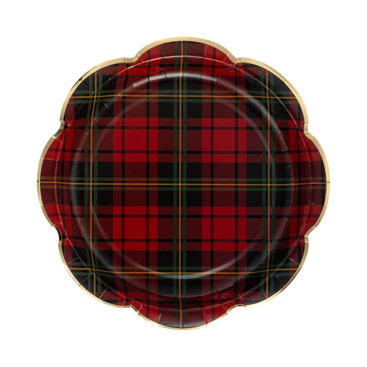 Red Plaid Christmas 9" Paper Dinner Plates