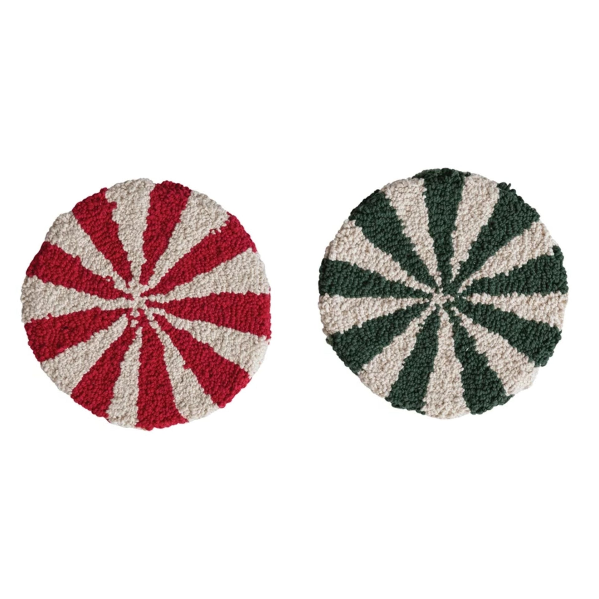 Round Cotton Tufted Candy Striped Trivet