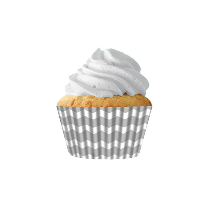 Cupcake Liner Chevron Silver
