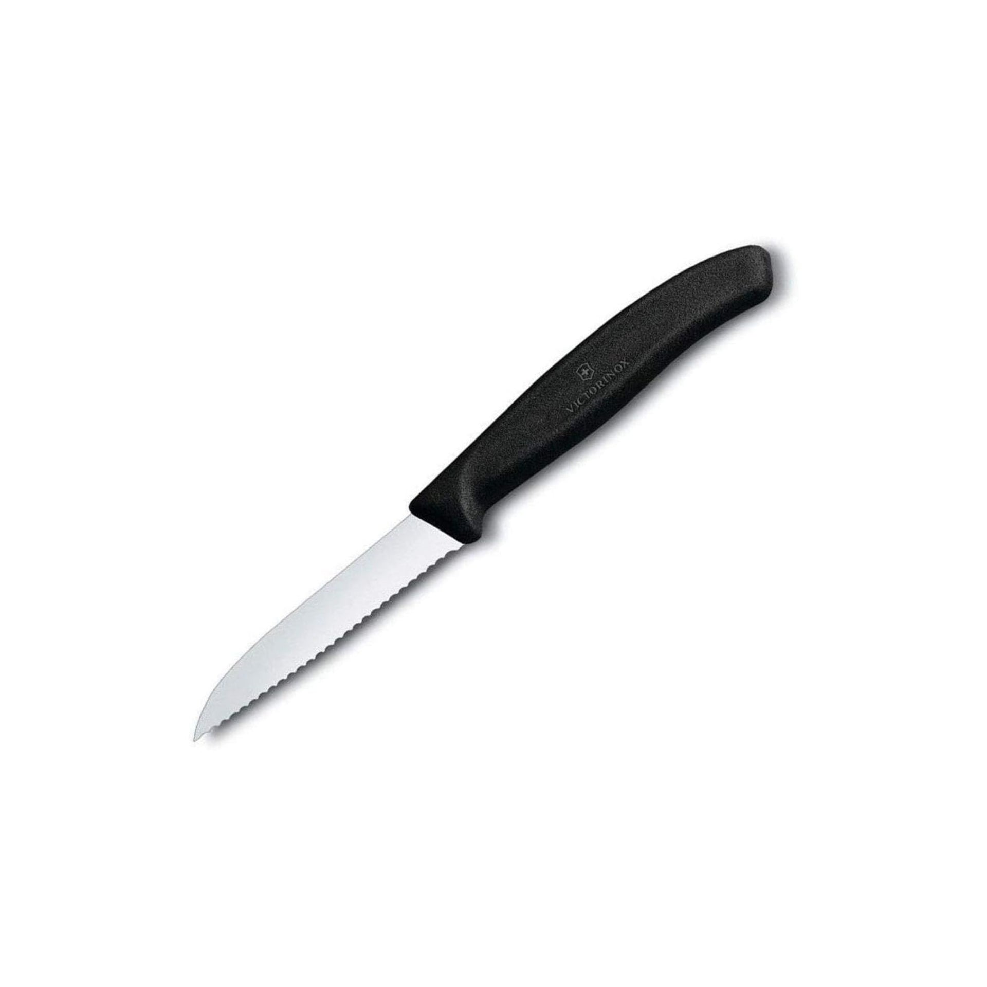 Paring Knife Serrated Black Handle 3.25"