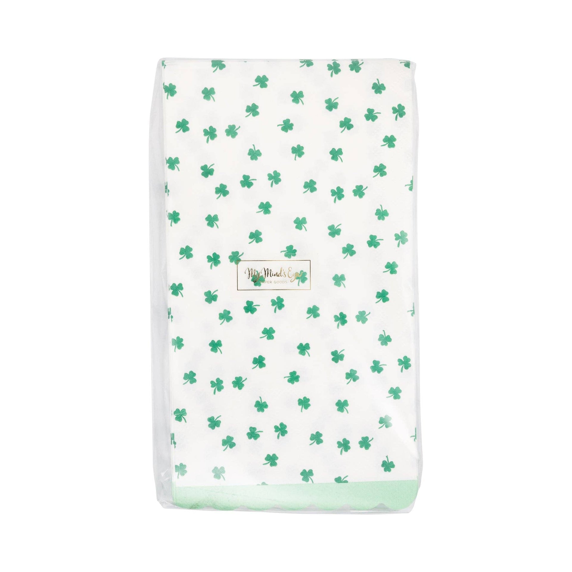 Napkins with green shamrock pattern on a white background