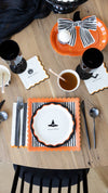 Black and Cream Stripes Scalloped 10" Plate