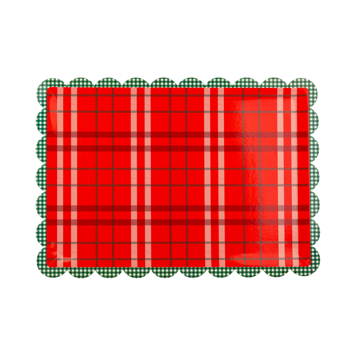 Red Plaid Paper Serving Platters 12" x 17"