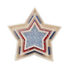 Star-shaped stacking trays with a patterned center designs on a white background