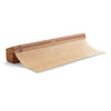 Roll of brown paper with a cardboard tube on a white background