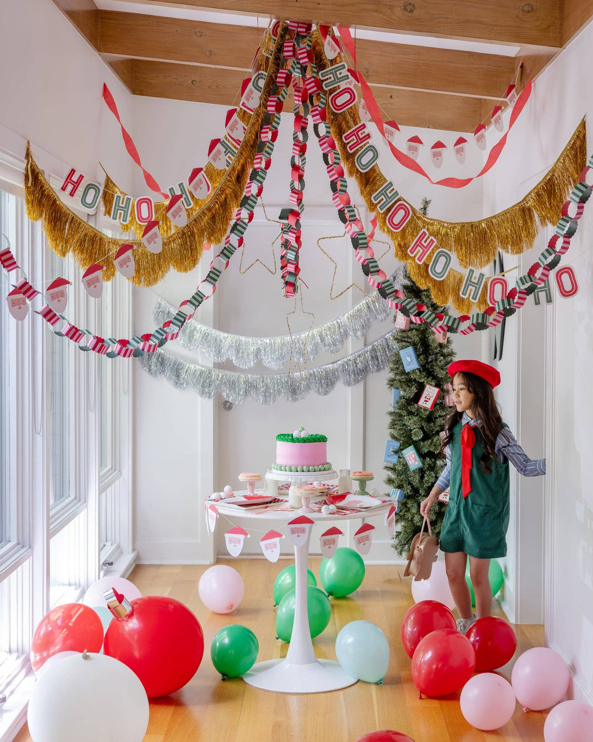 Red, Pink and Green 20ft Christmas Paper Chains