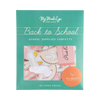 Packaging of 'Back to School' school supplies confetti with a green background and product display.